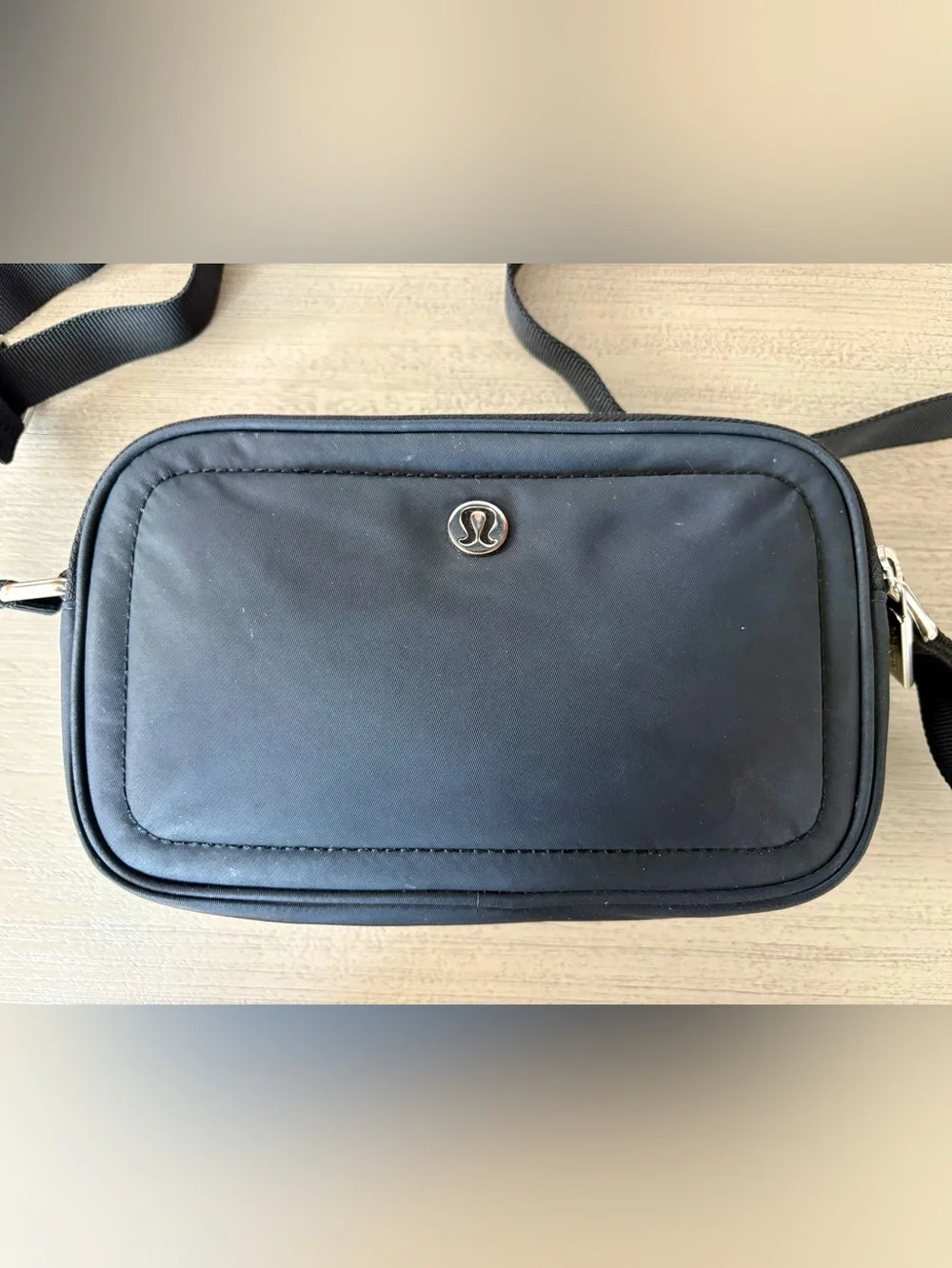lululemon athletica Black Crossbody Camera Bag with Silver Hardware. 2L